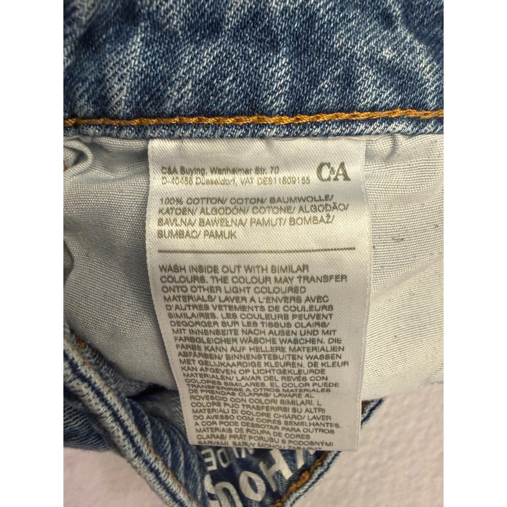 VTG 90s Clockhouse Two Tone Patchwork Baggy Skater Wide Leg Jeans 27 - Picture 4 of 7